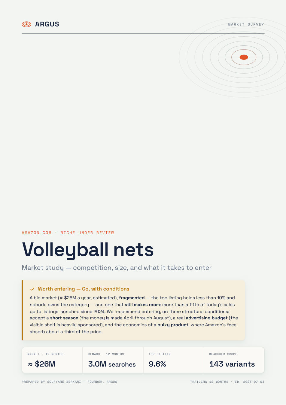 Volleyball nets study — cover page