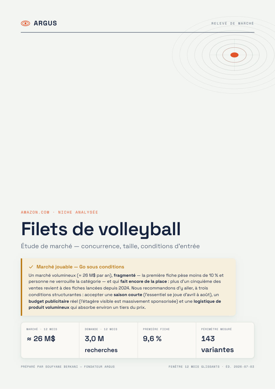 Étude filets de volleyball — page de couverture